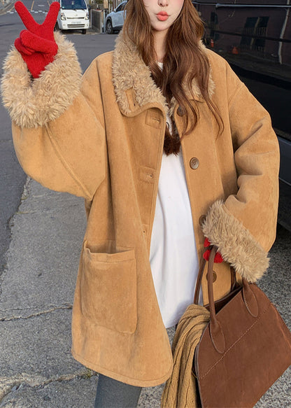 Khaki Wear on Both Sides Fleece Wool Lined Trench Winter
