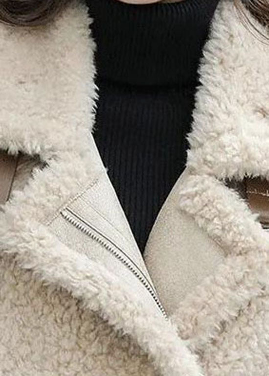 Khaki Zip Up Pockets Faux Fur Winter Vest