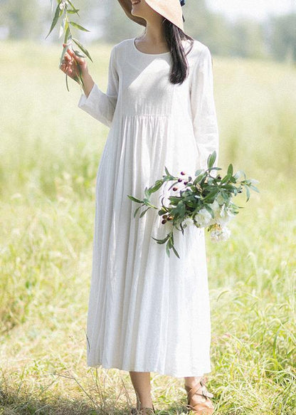 O Neck Cinched Quilting Dresses New White Dress