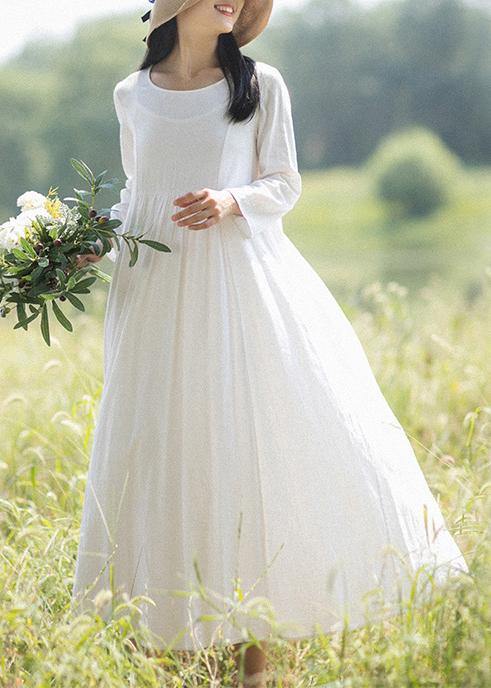 O Neck Cinched Quilting Dresses New White Dress