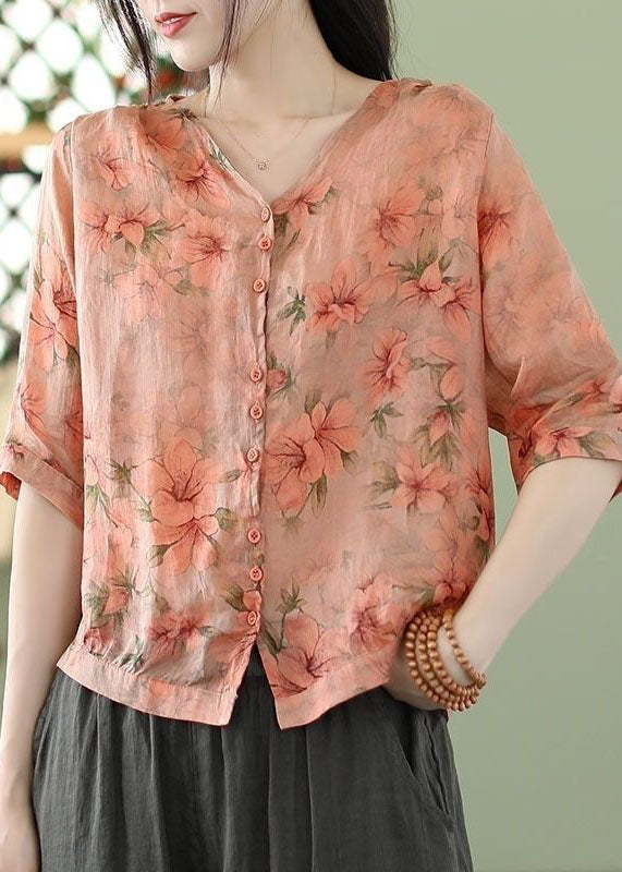 Blue Geometry Print Slim Fit Linen Shirt Top Half Sleeve