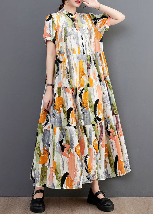 Oversized Ink and Wash Print Cotton Robe Dresses Summer