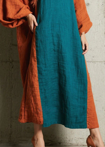 Peacock Blue Oversized Patchwork Faux Fur Holiday Dresses Fall