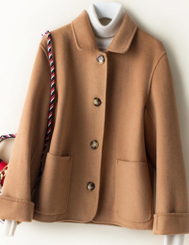 Peter Pan Collar Pockets Clothes for Brown Jackets