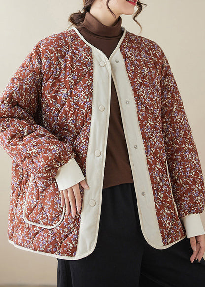 Pink Pockets Print Fine Cotton Filled Jacket Winter