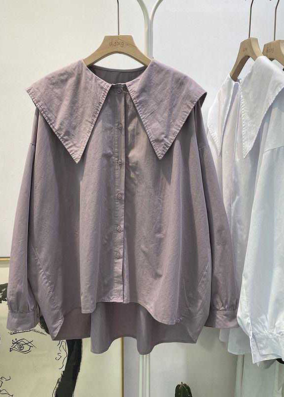 Bohemian Print3 Peter Pan Collar Button asymmetrical design Fall Long sleeve Top