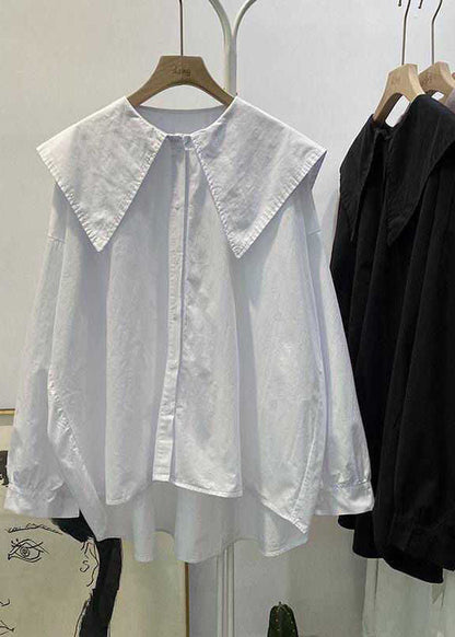 Bohemian Print4 Peter Pan Collar Button asymmetrical design Fall Long sleeve Top