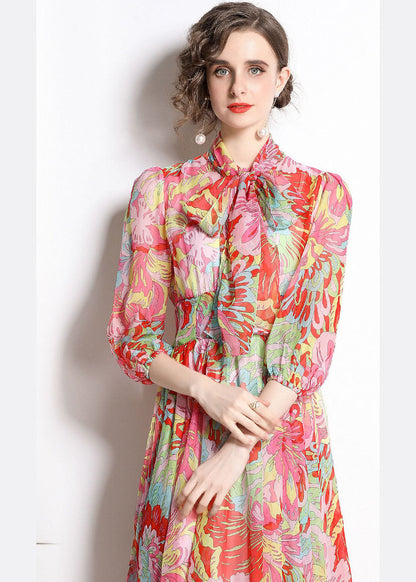 Red Lace Up Exra Large Hem Chiffon Beach Dresses Half Sleeve
