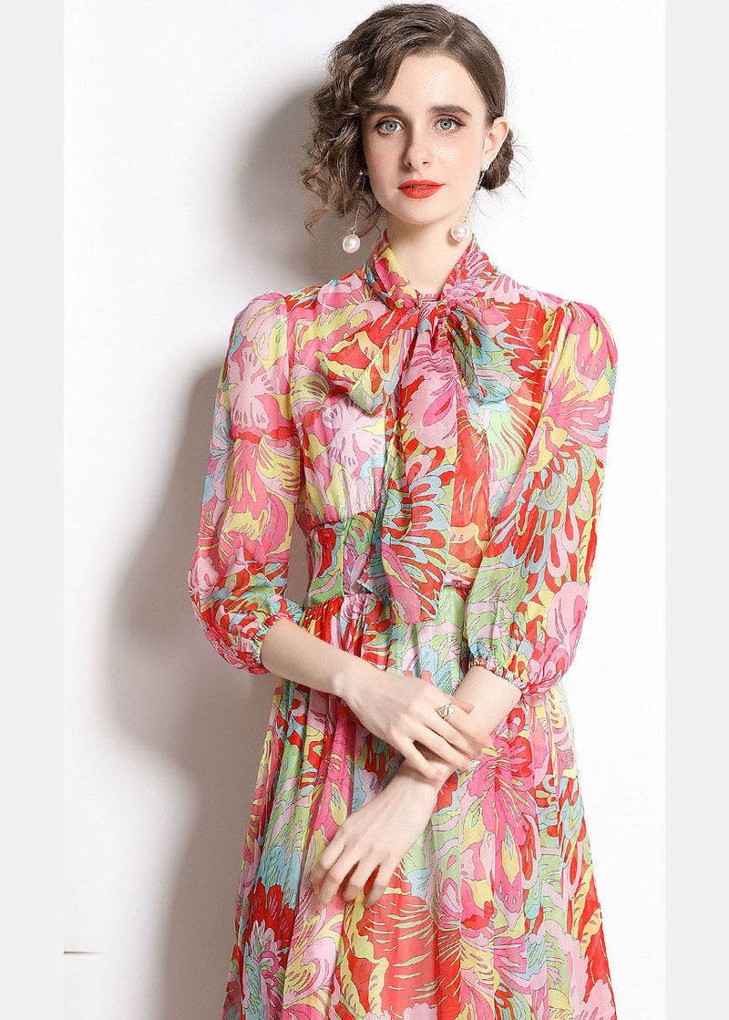 Red Lace Up Exra Large Hem Chiffon Beach Dresses Half Sleeve
