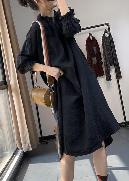 Red Peter Pan Collar Lace Patchwork Cotton Dress Spring