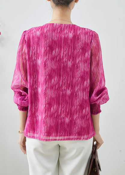 Rose V Neck Chiffon Tops Spring