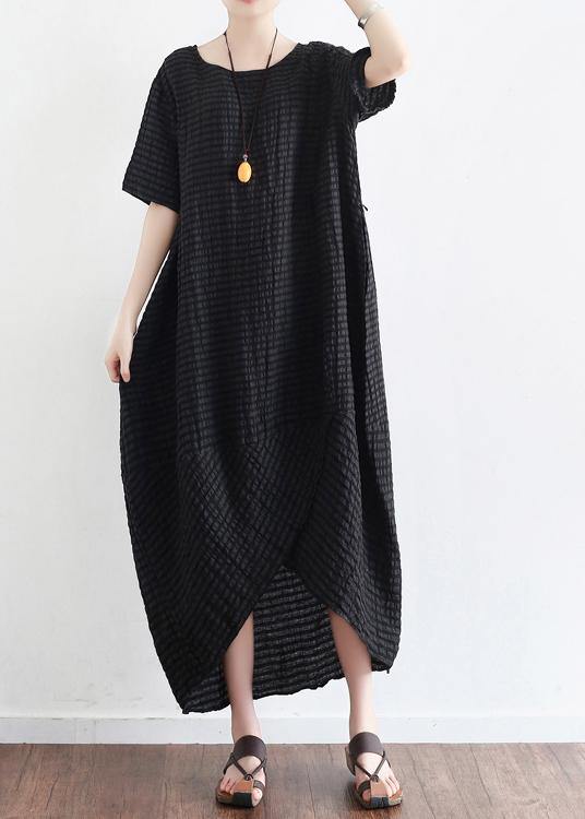 Style Black Linen Low High Design Summer Robe