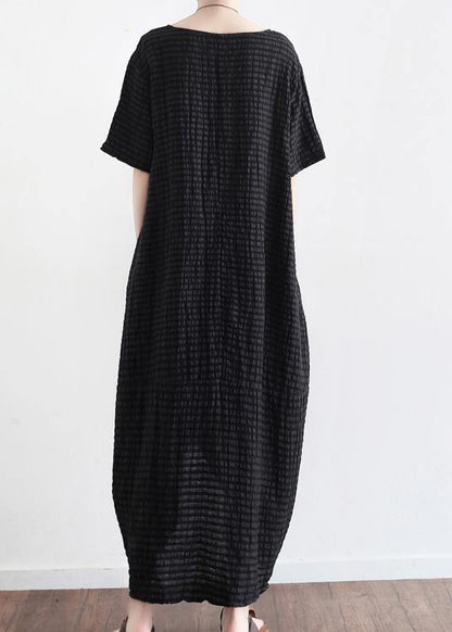 Style Black Linen Low High Design Summer Robe