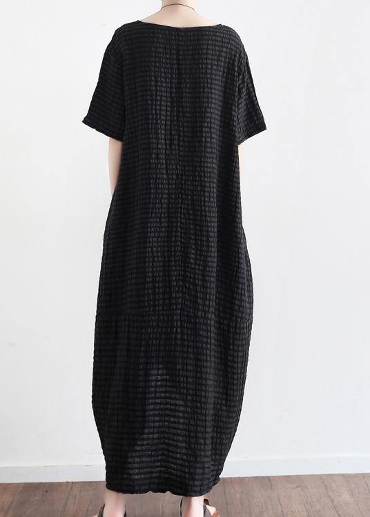 Style Black Linen Low High Design Summer Robe