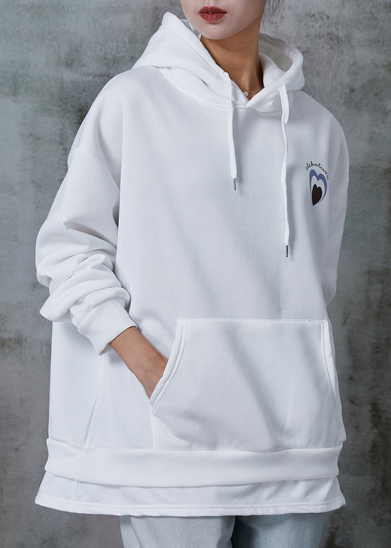 White Oversized Love Cotton Sweatshirts Top Spring