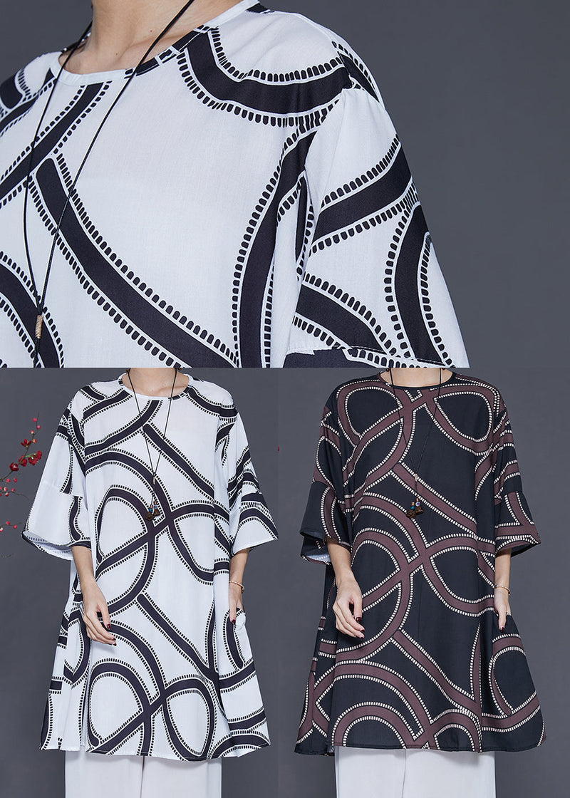 White Oversized Print Cotton Dresses Summer