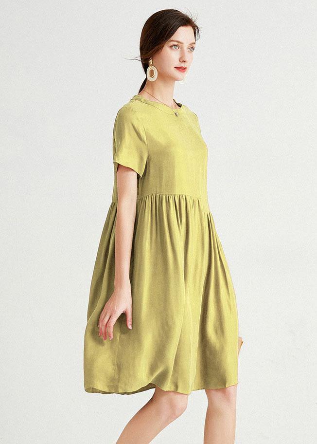 Yellow Loose Summer Short Sleeve Mid Dress