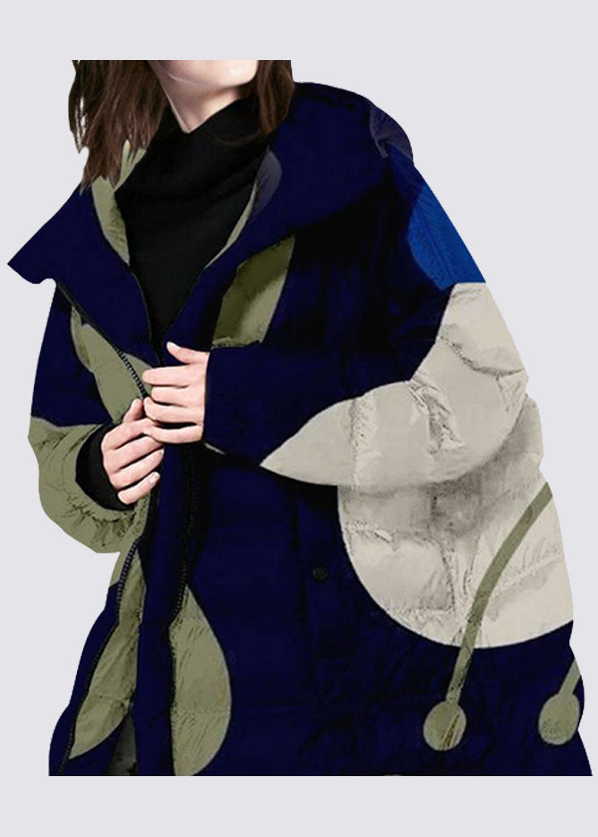 Zip Up Print Duck Down Coat Winter