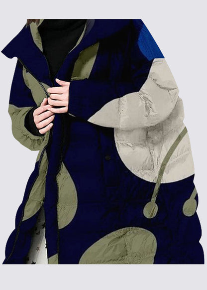 Zip Up Print Duck Down Coat Winter