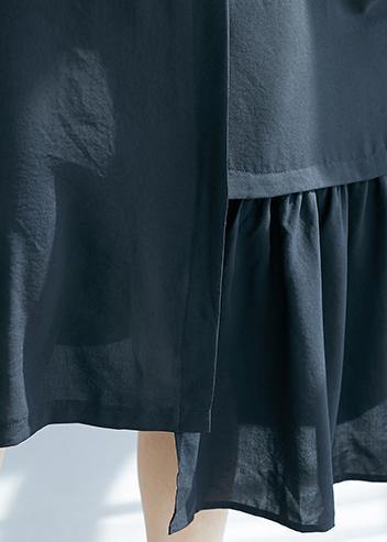 Black Clothes Lapel Asymmetric Cotton Summer Dress