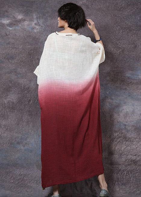 Blue Linen Cotton Clothes Gradient Color Maxi Summer Dresses