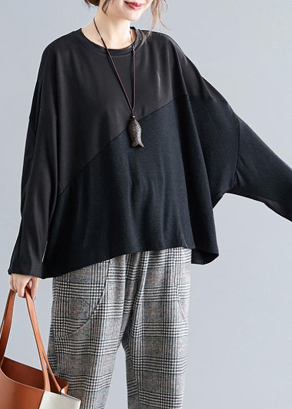 Bohemian dark gray cotton linen tops women o neck patchwork box blouses