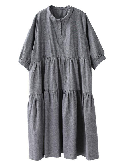 Gray Clothes Lapel Cinched Dresses Spring Dresses