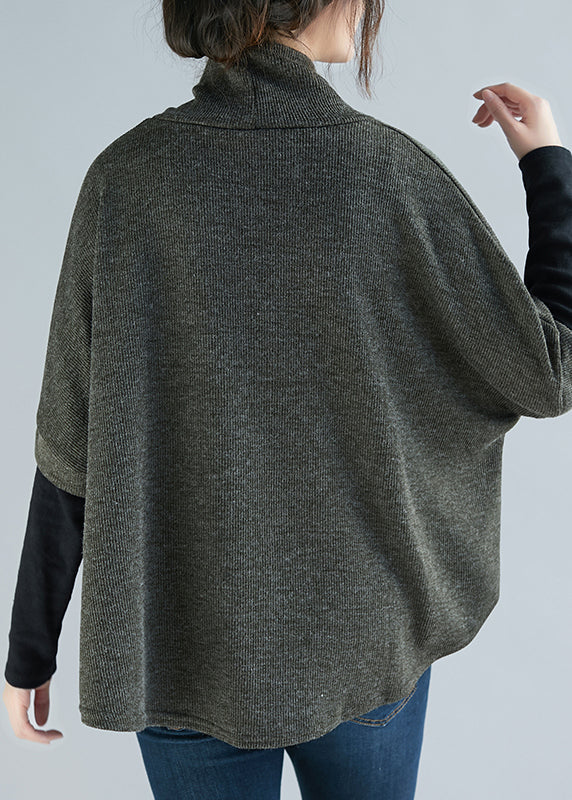 Gray Cotton Clothes for Omychic Sewing High Neck Patchwork Daily Spring Shirt