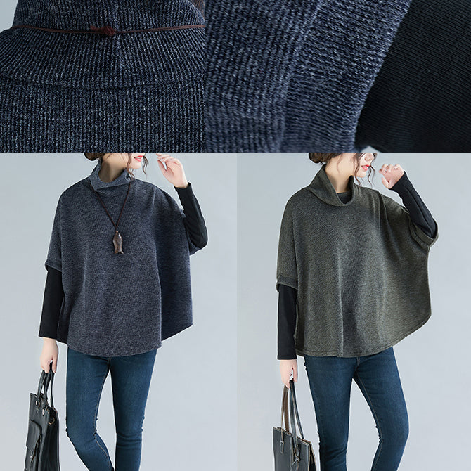 Gray Cotton Clothes for Omychic Sewing High Neck Patchwork Daily Spring Shirt