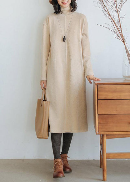 Nude Cotton Top High Neck Traveling Fall Dresses