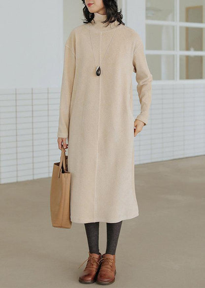 Nude Cotton Top High Neck Traveling Fall Dresses