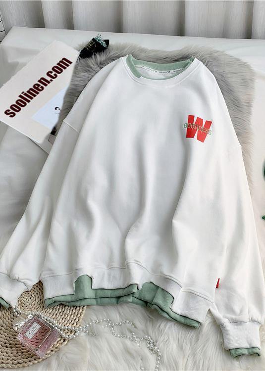 O Neck False Two Pieces Tops Neckline White Tops