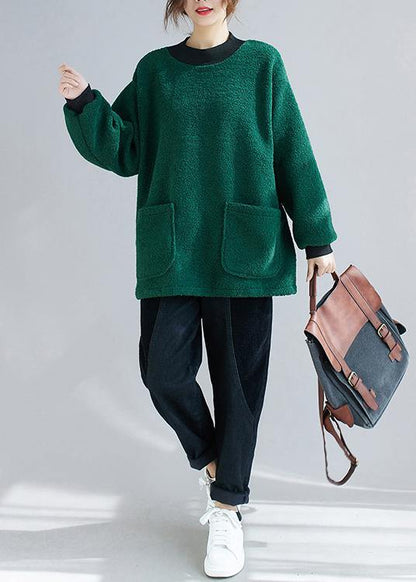 Bohemian o neck pockets clothes For Women Tutorials green shirt