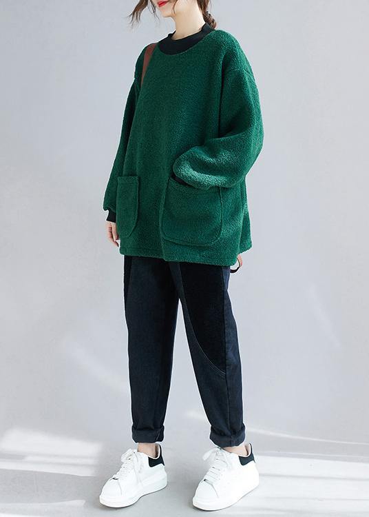 Bohemian o neck pockets clothes For Women Tutorials green shirt