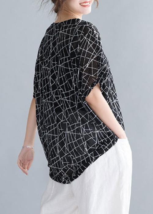 O Neck Shirts Inspiration Black Print Top