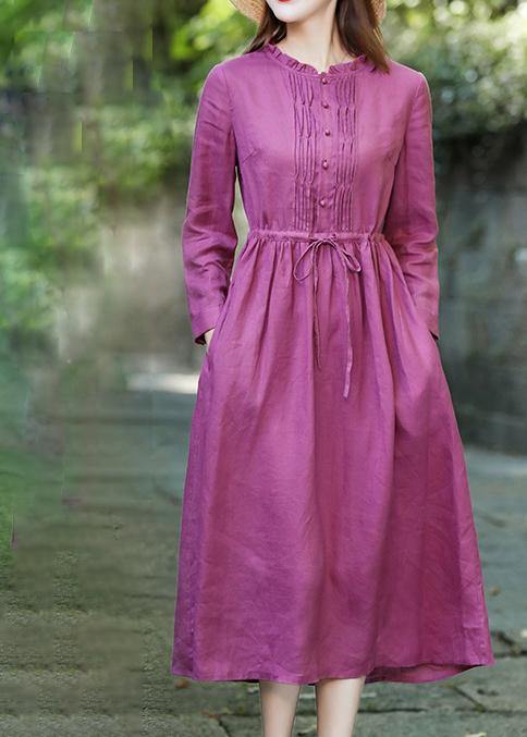 Purple Red Clothes for Ruffled Drawstring Maxi Spring Dress