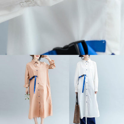 Side Open Cotton Long Shirts Ideas Nude Cotton Shirt Dress Fall