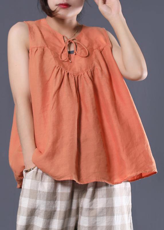 Sleeveless Cotton Tunic Top Work Outfits Orange Blouse Summer