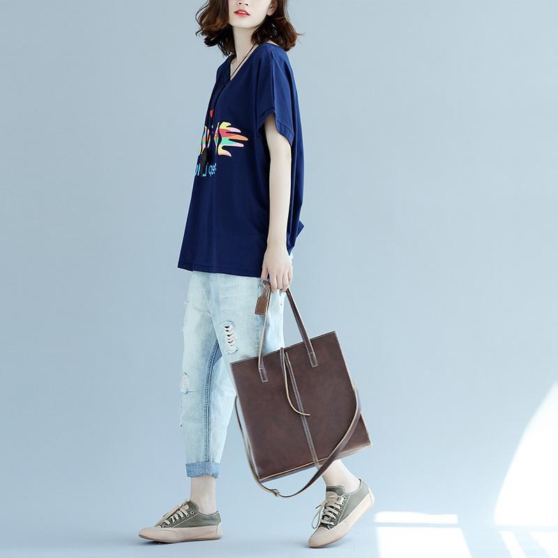 V Neck Batwing Sleeve Cotton Tunic Pattern Fitted Sewing Blue Tops