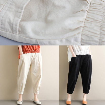Wild Pants Beige Shape Elastic Waist Asymmetric Pants