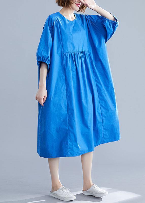Cinched Cotton Clothes Shape Blue Maxi Dress Summer