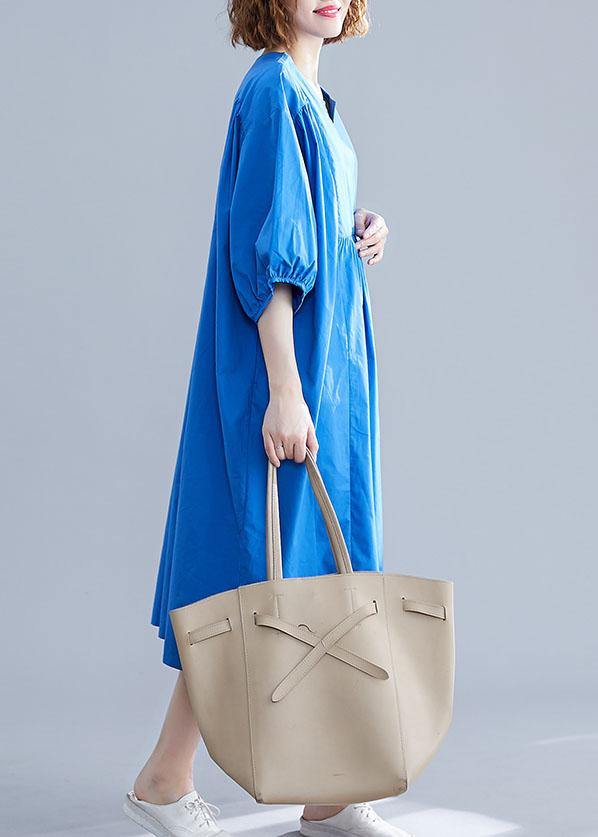 Cinched Cotton Clothes Shape Blue Maxi Dress Summer