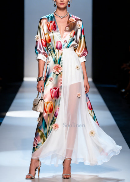 Asymmetrical Design Handmade Silk Robe Dresses Summer
