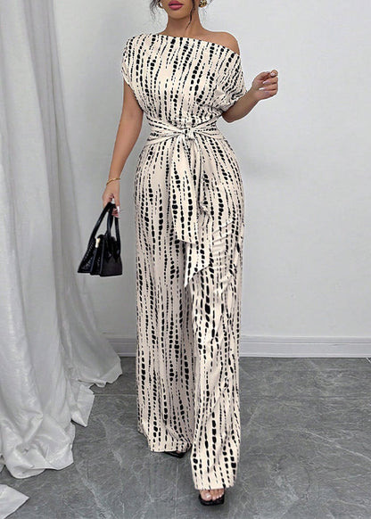 Beige Cold Shoulder Print Cotton Long Dresses Summer