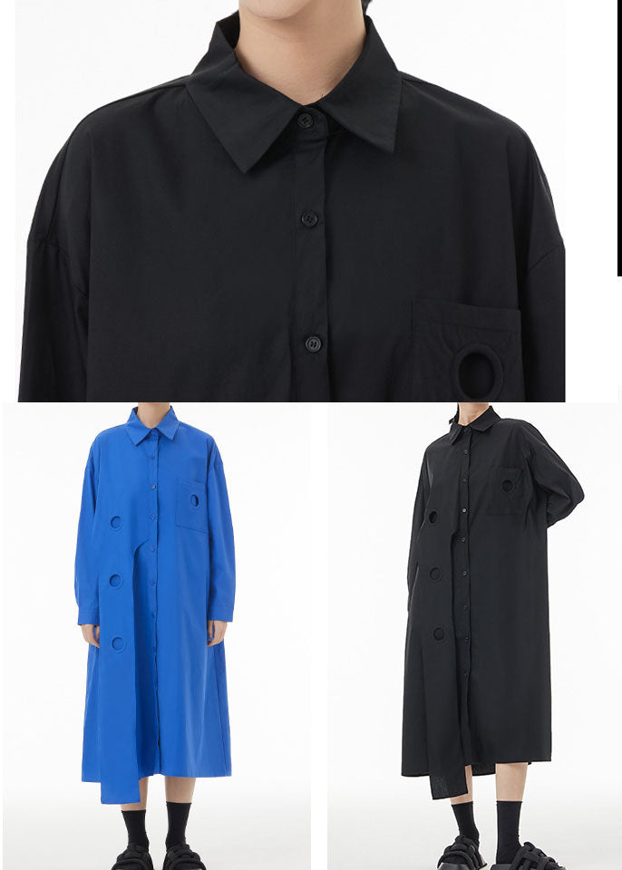 Black Asymmetrical Patchwork Cotton Maxi Dresses Spring