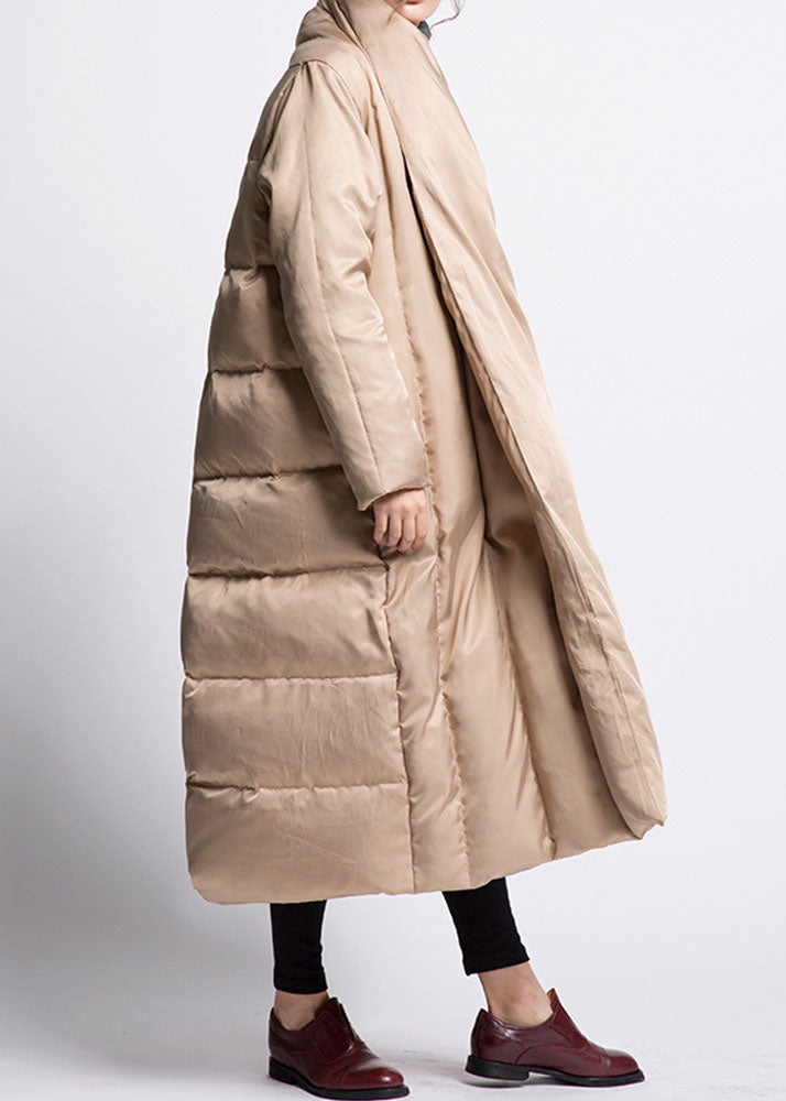 Black Bow Pockets Thick Loose Winter Duck Down Coat