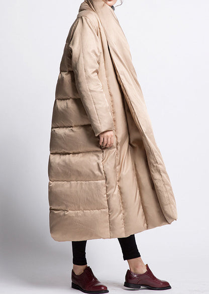 Black Bow Pockets Thick Loose Winter Duck Down Coat