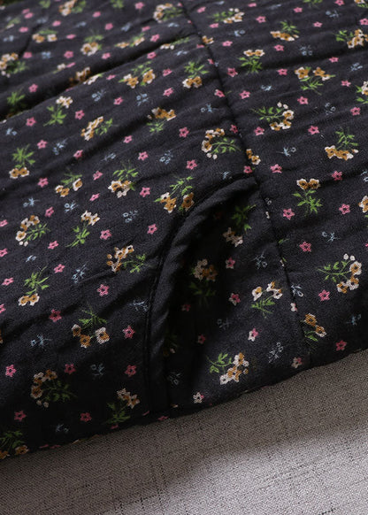Black Print Fine Cotton Filled Winter Coats Winter