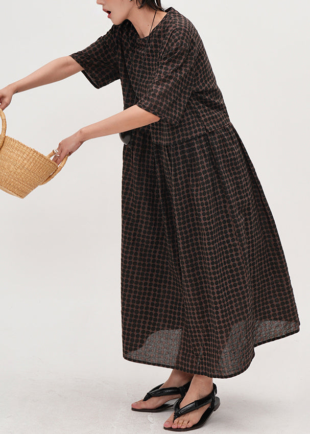Chocolate Print Cotton Long Dress Summer