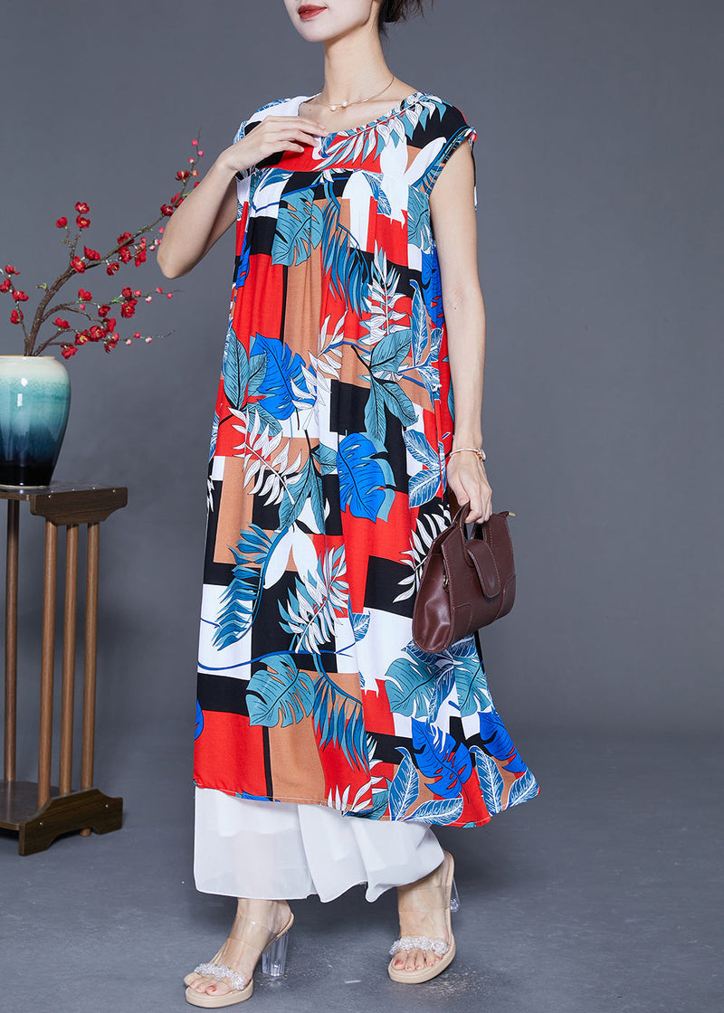Colorblock Oversized Print Cotton Robe Dresses Summer